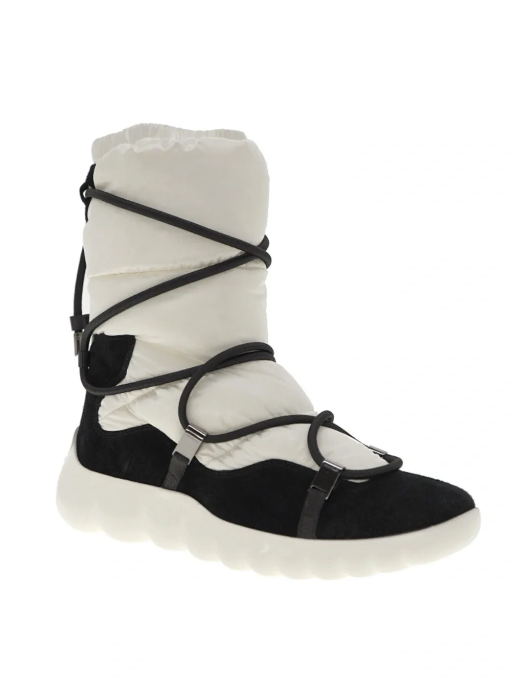 Moncler Cora Woman's Snow Boots White Nylon Size 37.5 US New